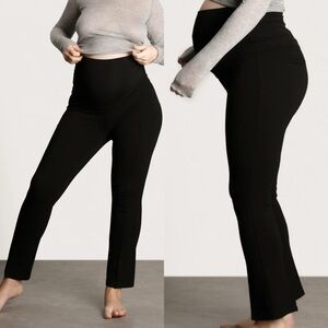 Nom Maternity London Pant 4 Way Stretch Black Ponte Knit Over Belly Extra Large